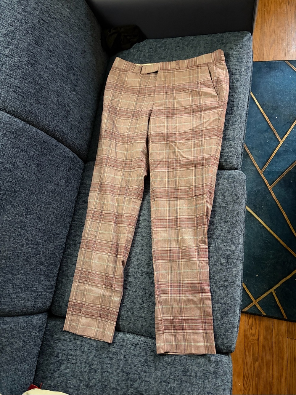 Topman Pink and Tan Plaid Dress Pants